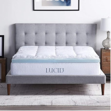 LUCID čiužinio antčiužinys, pūkų alternatyva, gelio atminties putų čiužinio antčiužinys, ilgas viengubo dydžio (Twin XL), 4 coliai, 3 antčiužiniai viename