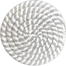 Tischsets, Untersetzer, 3er-Set, Topflappen-Set aus Reiner Baumwolle mit Fadenbindung, stilvolle Untersetzer, Matten, Löffelablage for Kochen und Backen(Strip Gray White,Round_25CM)