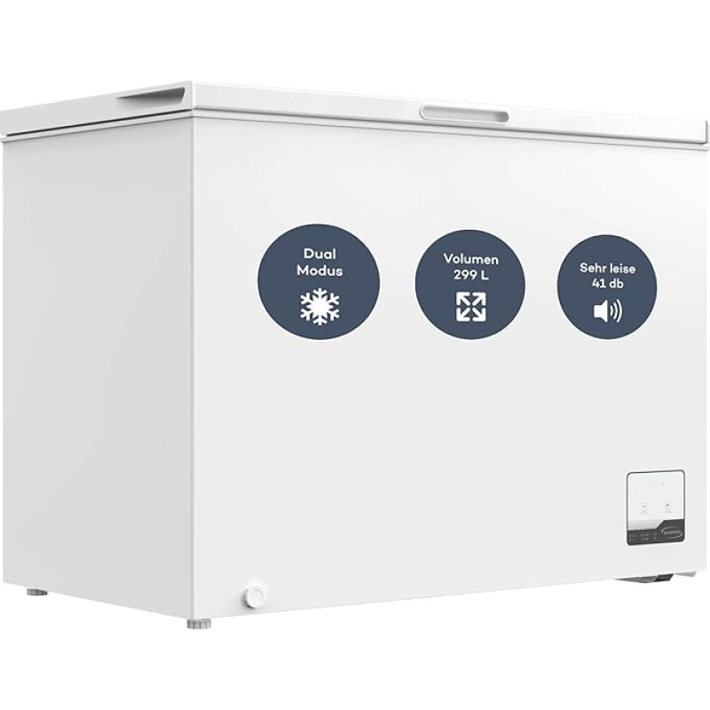 GT300S šaldiklis 299 L - Baltas - 83,5 x 112,5 x 61 cm - E energinė klasė - Greitas užšaldymas - 41 dB - 231 kWh per metus - 4 žvaigždučių ženklas - Laisvai pastatomas