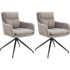 CLP Somers Dining Room Chairs, Set of 2, Rotatable Fabric, 180° Swivel Armchairs with Armrests and Backrests, Padded Kitchen Chairs, Colour: Taupe