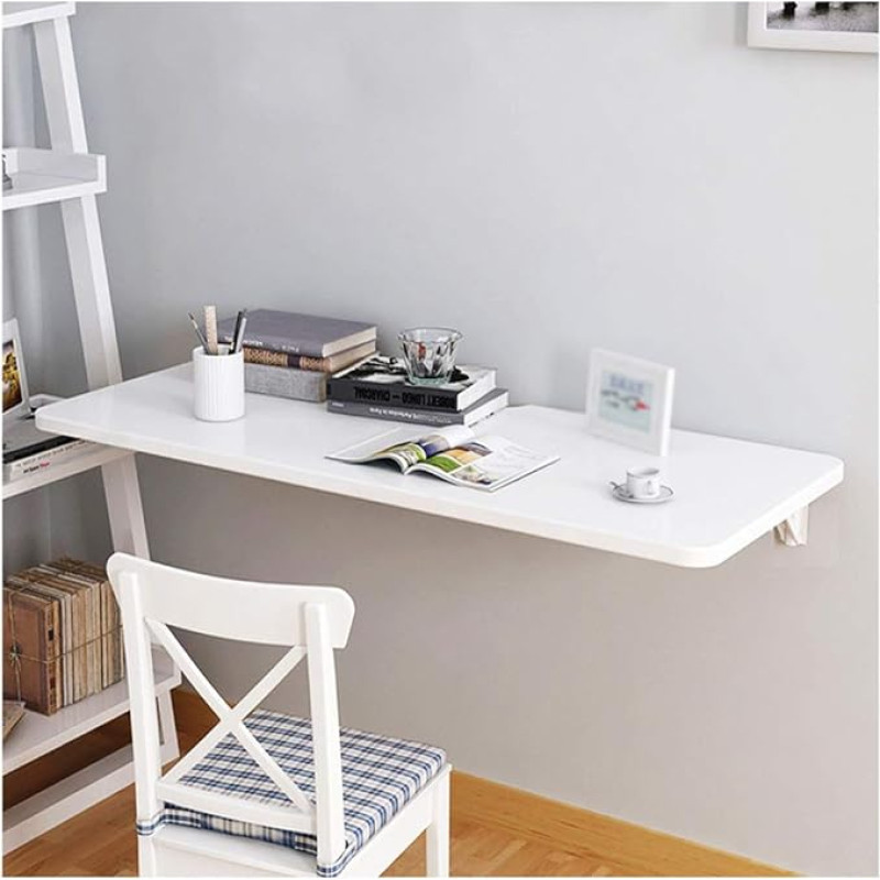 Wandmontierter Klapptisch, Kleiner Klapptisch für Computer, für Home Office/Wäscherei/Küche und Esszimmer, weißer, platzsparender Klappschreibtisch