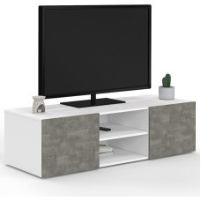 IDMarket - Televizoriaus spintelė 113 cm ELI baltos spalvos durelėmis, betono išvaizdos