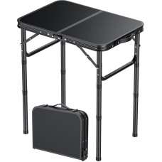 HOMGEN sulankstomas pikniko stalas 58 x 40 cm 3 kryptimis reguliuojamo aukščio sulankstomas stalas Pikniko stalas Balkono kepsninės stalas Sodo stalas Stovyklavietės stalas Lengvas ir nešiojamas lauko veiklai Balkonas
