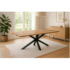 SAM Pedro valgomojo stalas | 200 x 100 cm | Akacijų medienos masyvas | Natūrali spalva | Juodos spalvos derva / epoksidinė derva 
