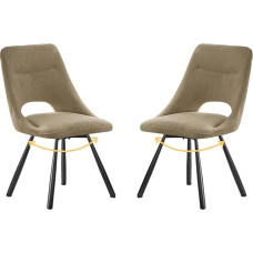 Set of 2 Swivel Dining Room Chairs, 360° Swivel Chair, Upholstered Chair, Imitation Cashmere Cotton with Black Metal Legs, for Dining Room, Kitchen, Living Room, Khaki