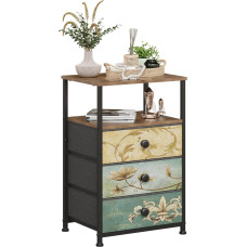 VEDECASA Komoda su atvira lentyna, 2 stalčiai, komoda miegamajam, vintažinis naktinis staliukas, naktinis staliukas, spintelė svetainei, sofai, sofai, sofai, spintai, medinė plokštė, metalinis rėmas, lengva