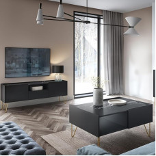 Svetainės baldų komplektas Grafitinis 2 dalių žemos lentos kavos staliukas