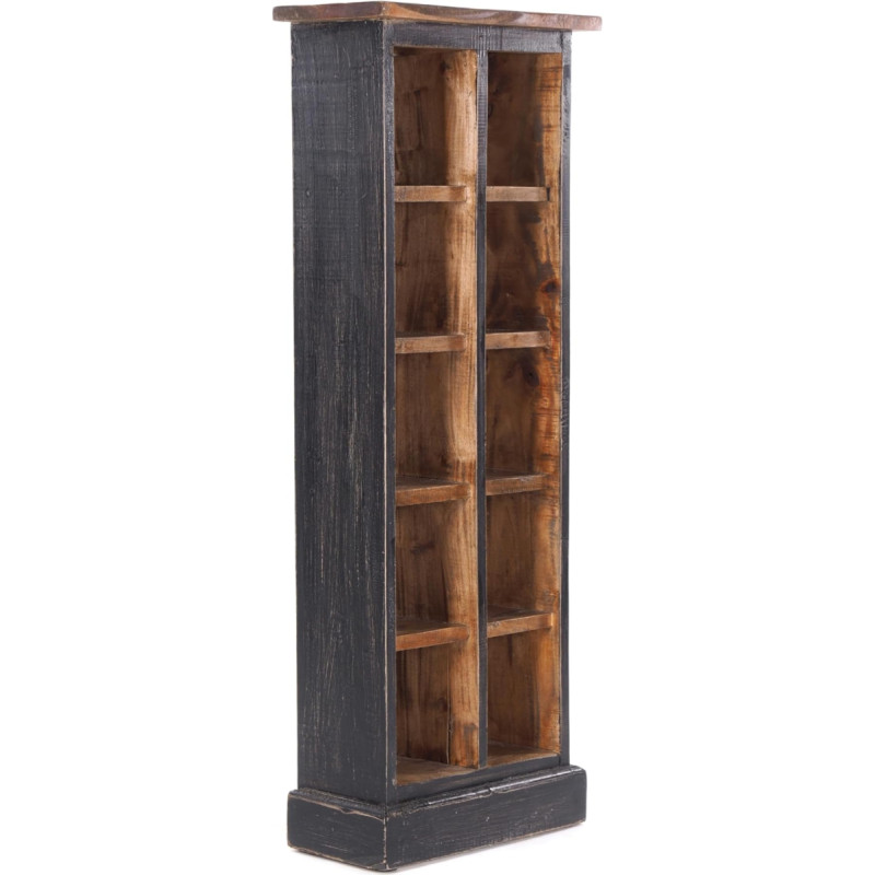 DESIGN DELIGHTS Rustic CD ir knygų lentyna Nature 94 x 36 x 17 cm (V x Š x G), perdirbta mediena, medinė lentyna su 10 skyrelių, CD ir knygų saugykla, spalva: 04 Black / Natural