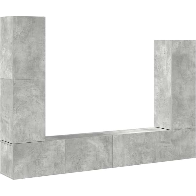 TV Schrank,4-TLG. TV-Schrank-Set Betongrau Holzwerkstoff,TV lenta Hängend Schrank Fernsehschrank TV bankas Wohnzimmer Möbel Modern Wandschrank für Wohnzimmer Schlafzimmer