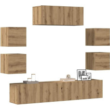 TV Schrank,7-TLG. TV-Schrank-Set Wandmontage Artisan-Eiche Holzwerkstoff,TV lenta Hängend Schrank Fernsehschrank TV bankas Wohnzimmer Möbel Modern Wandschrank für Wohnzimmer Schlafzimmer
