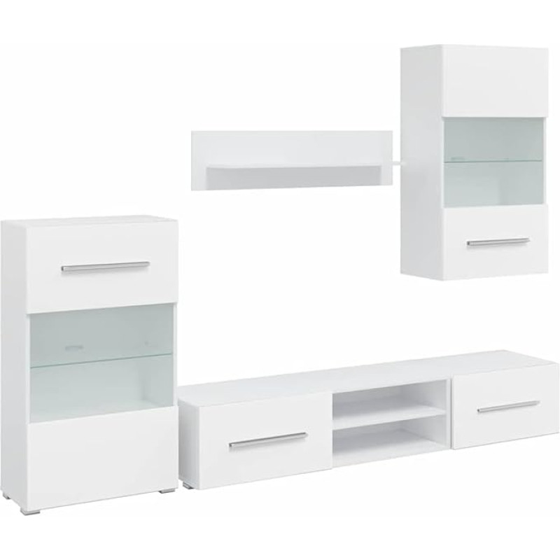 TV Schrank,Fünfteilige Wohnwand TV-Schrank Weiß,TV lenta Hängend Schrank Fernsehschrank TV bankas Wohnzimmer Möbel Modern Wandschrank für Wohnzimmer Schlafzimmer