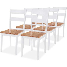 vidaXL 6X valgomojo kėdės iš kaučiukmedžio baltos spalvos virtuvės svetainės baldų sėdynė