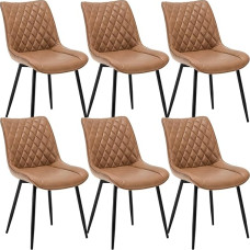Woltu® Set of 6 Upholstered Dining Room Chairs, Kitchen Chairs, Living Room Chairs, with Back Rest, Velvet Seat and Metal Legs
