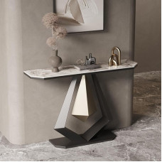 Moderner Rock Panel Konsole Sofatisch Metall Wohnzimmer Beistelltisch für Flur, Eingang, Foyer, Eingang, Heimdekoration