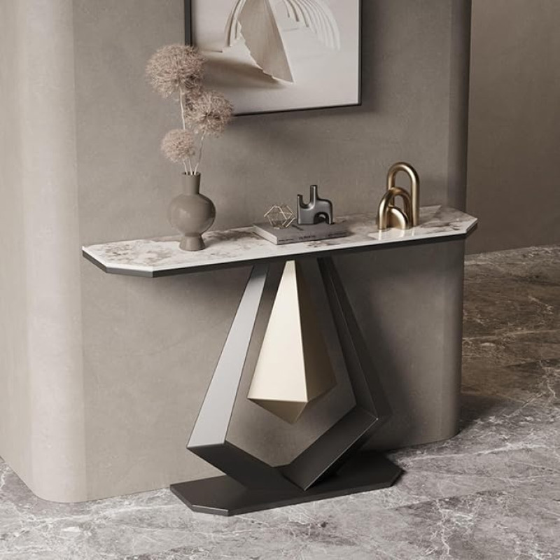 Moderner Rock Panel Konsole Sofatisch Metall Wohnzimmer Beistelltisch für Flur, Eingang, Foyer, Eingang, Heimdekoration