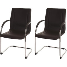 CHEFGASTRO Sammy Dining Room Chairs H x W x D 93 x 56 x 56 cm Seat Height 47 cm Steel Brown Cantilever Chair Recliner Chair Set of 2