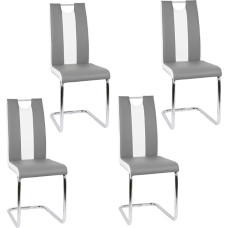 Aukšto atlošo valgomojo kėdžių rinkinys iš 4 pilkos + baltos spalvos