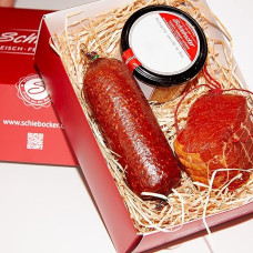 Oberlausitz Sausage Package | Gift Basket Elegant Salami & Smoked Ham in One Piece | Meat & Sausage Food Basket with Hunting Sausage in Glass | Available as a Gift Basket