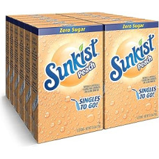 SINGLES TO GO! Sunkist Soda-Getränkemischung in 12 Boxen mit je 6 Paketen (ohne Kohlensäure und Zuckerfrei), Pfirsich, 6 Stück (12 Stück)