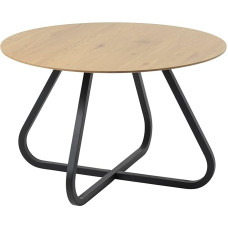 120 cm apvalus medinis valgomojo stalas, juodos metalinės kojelės, melamino ąžuolas, puikiai tinka valgomajam