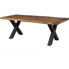 Massivmoebel24.de Freeform 5 Sheesham medžio medžio stalas Natūraliai dažytos X kojos, antracito matinis 220 x 100 x 77 cm Medžio masyvo stalas Vantos stalas Valgomasis stalas