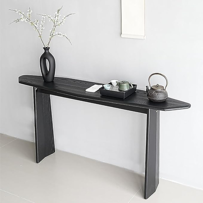 Konsolentisch Einzigartiges Design Eiche Furnier, Moderner Länger Flurtisch, Schmale Sofa Seite Tafel Für Eingang, Wohnzimmer, Diele, Leicht Montage