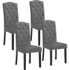 Lestarain LCNI119001-4 Dining Room Chairs, Kitchen Chairs with High Backrest, Upholstered Chair with Velvet Cover, Modern Chairs for Dining Room, Kitchen, Living Room, Solid Wood Legs, Dark Grey