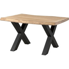 MASSIVMOEBEL24.DE Freeform 5 Mango medienos medžio stalas, smėlio spalvos lakuotas, antracito matinės X formos kojelės, 160 x 90 x 77 cm, medžio masyvo stalas, lazdele, valgomojo stalas