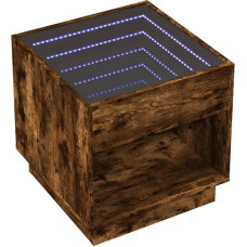 vidaXL Coffee Table, Side Table with Infinity LED, Sofa Table, Coffee Table for Living Room, Tea Table, Living Room Table, Smoked Oak Wood Material Glass