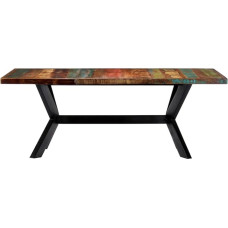 Valgomojo stalas Metalinės kojos Juoda 200 x 100 x 75 cm Senas medžio masyvas