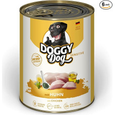 DOGGY Dog Paté Chicken Sensitive, 6 x 800 g, drėgnas ėdalas šunims, be grūdų, su lašišų aliejumi ir žaliosiomis midijomis, ypač gerai toleruojamas visavertis ėdalas, pagamintas Vokietijoje