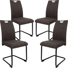 Šiuolaikinės valgomojo kėdės su audiniu - minkštos valgomojo kėdės Konsolinės kėdės su tvirtu metaliniu rėmu, spalva: ruda/pilka, kiekis: