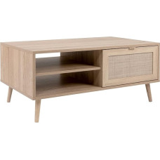 003046 Bali 55A Sonoma Oak / Wicker Rafia HiFi Coffee Table Living Room Table Side Table Approx. 100 x 46 x 60 cm