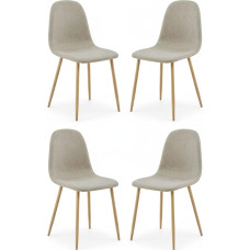 Homey CASA Set of 4 Fabric Dining Chairs, Side Chairs, Dining Chairs Without Armrests, Square Metal Legs, Walnut for Dining Room, Kitchen, Living Room, Beige