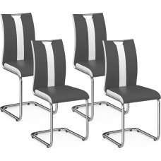 IDMarket - Set of 4 Grey and White PIA Dining Chairs
