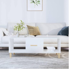 Living Room Table Modern 102 x 50 x 40 cm Table Living Room Coffee Table Side Table Stylish Small Coffee Table Cout Table Sofa Table White Wood Material 2 Open Compartments and Drawer