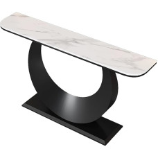 Stilingas modernaus stiliaus 120 cm aukščio konsolinis staliukas - aukso ir baltos spalvos geometrinis sofos staliukas svetainei ir prieškambariui - universalus modernus namų aksesuaras