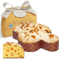 Rankų darbo klasikinis velykinis balandis 750 g - Pasticceria Fraccaro 1932, velykinis pyragas su minkšta ir kvapnia tešla, cukruotomis apelsinų žievelėmis, migdolų glajumi ir granuliuotu cukrumi, pakavimo linija