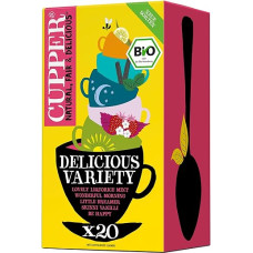 Cupper Organic Tea Set Delicious Variety, 20 Different Varieties of Herbal Tea and Fruit Tea, 20 Unbleached Tea Bags (Single Pack)