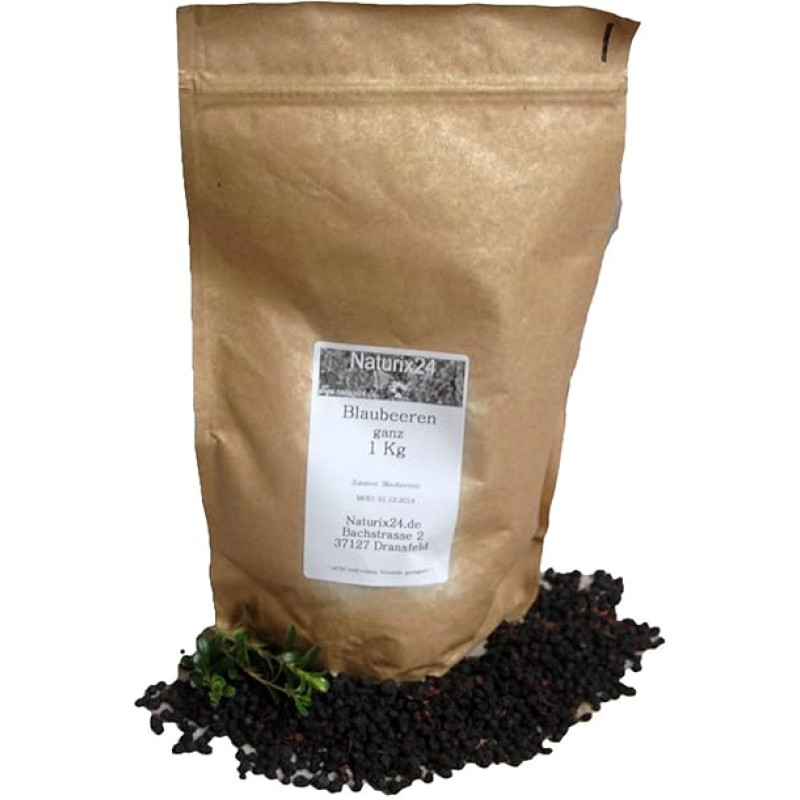 Naturix24 Mėlynės, džiovintos mėlynės, maišelis, 1 pakuotė (1 x 1 kg)