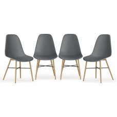 URBNLIVING Valgomojo kėdžių rinkinys iš 4 arba 6 dalių - modernus skandinaviškas dizainas, ergonomiškos ir patogios medinės metalinės kojos ir guminiai dangteliai - patvarios, lengvai surenkamos valgomojo kėdės