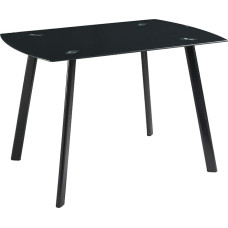 MOMMA HOME - Stiklinis valgomojo stalas - Karla modelis - Juoda spalva - Matmenys 120 x 80 x 75,5 cm - Saugus stiklas ir metalinis rėmas - Stačiakampio formos