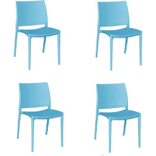 Dining Room Chairs Kitchen Restaurant Garden Set High Plastic Colour Light Blue Model Comfort x 4