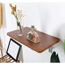 Wooden Folding Wall Table, Multifunctional Computer Desk, Kitchen Dining Table, Floating Workbench, Bar Table, Laptop Table, Walnut Colour, with Accessories (40 x 26 cm / 16 x 10.2 inches)