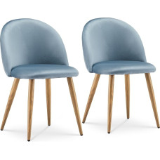 TUKAILAI 2 Pieces Velvet Dining Chair Padded Lounge Chair with Black Metal Legs Dining Room Living Room Bedroom Home Office Chairs Kitchen Chairs Light Blue