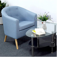 Fotelis, medžiaginė sofos kėdė, šešių mygtukų dizainas, svetainės baldai, svetainės baldai, miegamasis, biuras, interjeras, 64 x 60 x 70 cm (mėlynai pilka)