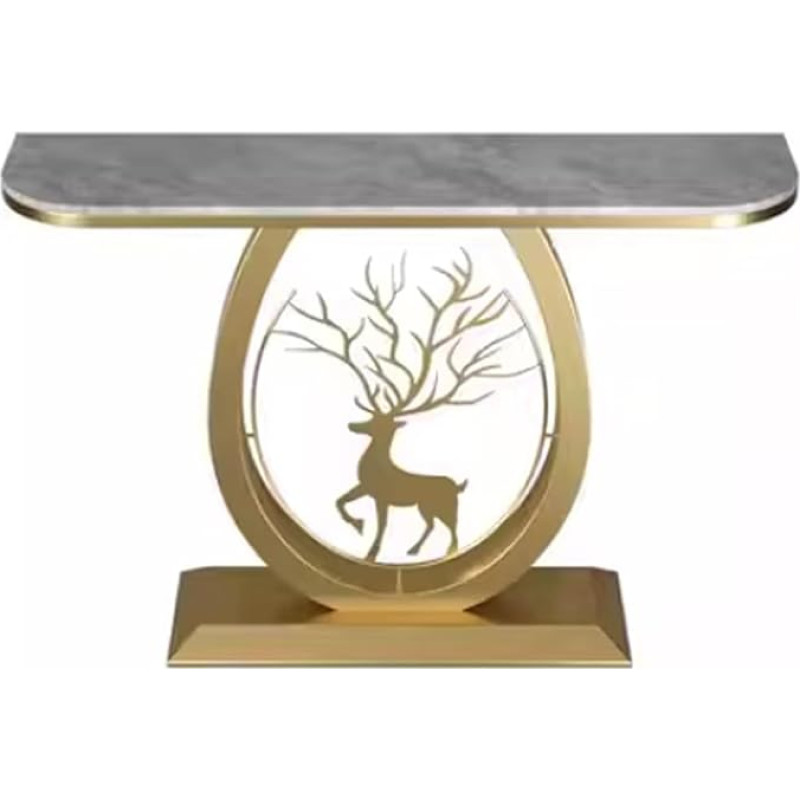 Moderner Eingangstisch,Konsolentisch Schmal,Console Table Eingangstisch für die Inneneinrichtung mit Metallrahmen,Oberfläche aus Marmoriertes Muster(Gold+Gray,100cm/39.3