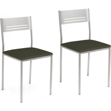 ASTIMESA SCACGR Dvi virtuvės kėdės, metalas aliuminis, dirbtinė oda, grafitinė pilka, aukštis 45 cm