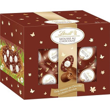 Lindt Mousse au Chocolat Egg, 450 g su minkštu tirpstančiu įdaru, šokoladiniai saldainiai su švelniu putėsių šokolado įdaru minkštame tirpstančiame šokolade, ypatinga dovana suaugusiesiems, velykinė dovana