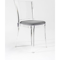 Lucienne - Transparent chair neutral 8 pieces with Trevira Kat cushion - Slate Grey - 16C2000